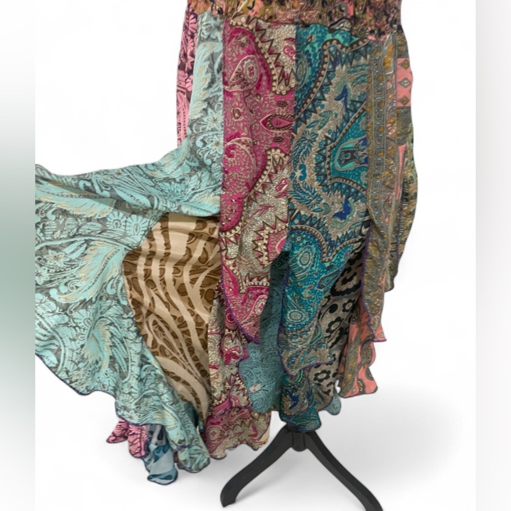 India Boutique Boho Patchwork Strapless Short Dre… - image 5